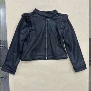 Mayoral Black Kids Jacket with Ruffle Accents
